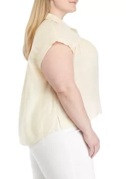 Buy 👍 TRUE CRAFT Plus Size Short Sleeve Shirred Yoke 👕 Shirt 💯 -True Craft Clothing Store Belk 2530