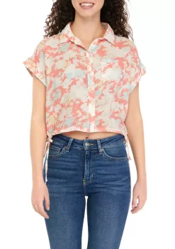 Flash Sale 👏 TRUE CRAFT Short Sleeve Side Tie Camp 👕 Shirt 😉 -True Craft Clothing Store Belk 2549