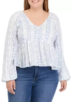 Best deal ๐ฅ TRUE CRAFT Plus Size Long Sleeve Smocked V-Neck Top ๐