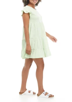 Coupon 🌟 TRUE CRAFT Juniors' Flutter Sleeve Tiered Jersey 👗 Dress ❤️ -True Craft Clothing Store Belk 2625