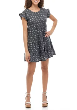 Coupon 🌟 TRUE CRAFT Juniors' Flutter Sleeve Tiered Jersey 👗 Dress ❤️ -True Craft Clothing Store Belk 2627