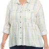 Brand new 🔥 TRUE CRAFT Plus Size Peplum Button Down Blouse 😀 -True Craft Clothing Store Belk 2694