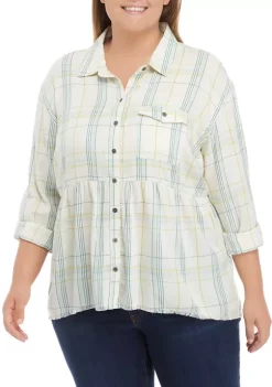 Brand new 🔥 TRUE CRAFT Plus Size Peplum Button Down Blouse 😀