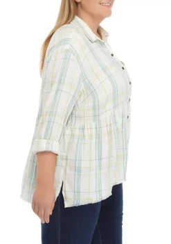 Brand new 🔥 TRUE CRAFT Plus Size Peplum Button Down Blouse 😀 -True Craft Clothing Store Belk 2696
