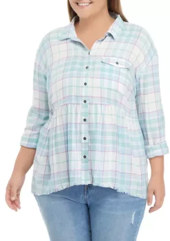 Brand new 🔥 TRUE CRAFT Plus Size Peplum Button Down Blouse 😀 -True Craft Clothing Store Belk 2697