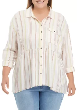 Brand new 🔥 TRUE CRAFT Plus Size Peplum Button Down Blouse 😀 -True Craft Clothing Store Belk 2698