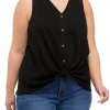 Coupon 🎉 TRUE CRAFT Plus Size Tie Front Waffle Knit Tank Top 👍 -True Craft Clothing Store Belk 2705