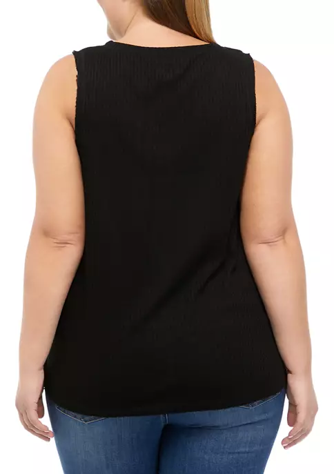 Coupon ๐ TRUE CRAFT Plus Size Tie Front Waffle Knit Tank Top ๐ 4 Coupon ๐ TRUE CRAFT Plus Size Tie Front Waffle Knit Tank Top ๐ - Image 2