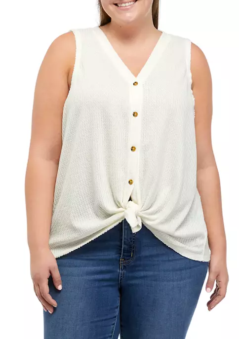 Coupon ๐ TRUE CRAFT Plus Size Tie Front Waffle Knit Tank Top ๐ 8 Coupon ๐ TRUE CRAFT Plus Size Tie Front Waffle Knit Tank Top ๐ - Image 6