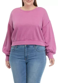 Wholesale 🎉 TRUE CRAFT Plus Size Cropped Blouson Sleeve Pullover ⭐