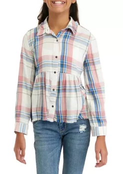 Cheapest 🌟 TRUE CRAFT 👧 Girls 7-16 Printed Peplum Button-Down Top ⭐