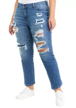 Deals ⭐ TRUE CRAFT Plus Size Cropped Baggy Straight 👖 Jeans ✨