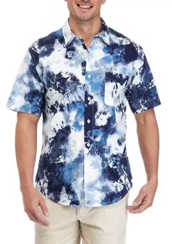 Promo 🎁 TRUE CRAFT Short Sleeve Printed Poplin 👕 Shirt 🥰 -True Craft Clothing Store Belk 465