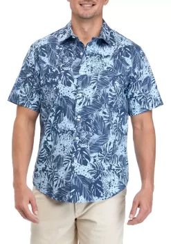 Promo 🎁 TRUE CRAFT Short Sleeve Printed Poplin 👕 Shirt 🥰 -True Craft Clothing Store Belk 466