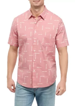Promo 🎁 TRUE CRAFT Short Sleeve Printed Poplin 👕 Shirt 🥰 -True Craft Clothing Store Belk 467