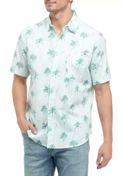 Promo 🎁 TRUE CRAFT Short Sleeve Printed Poplin 👕 Shirt 🥰 -True Craft Clothing Store Belk 468