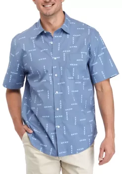 Promo 🎁 TRUE CRAFT Short Sleeve Printed Poplin 👕 Shirt 🥰 -True Craft Clothing Store Belk 471