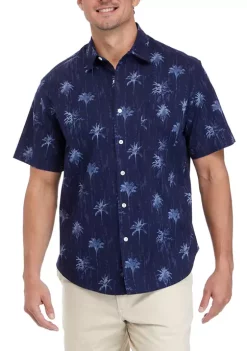 Promo 🎁 TRUE CRAFT Short Sleeve Printed Poplin 👕 Shirt 🥰 -True Craft Clothing Store Belk 474