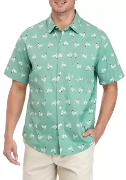 Promo 🎁 TRUE CRAFT Short Sleeve Printed Poplin 👕 Shirt 🥰 -True Craft Clothing Store Belk 475