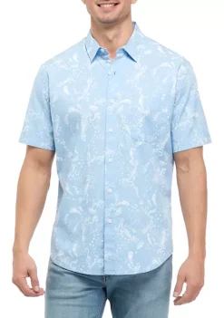 Promo 🎁 TRUE CRAFT Short Sleeve Printed Poplin 👕 Shirt 🥰 -True Craft Clothing Store Belk 477