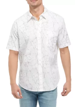 Promo 🎁 TRUE CRAFT Short Sleeve Printed Poplin 👕 Shirt 🥰 -True Craft Clothing Store Belk 480