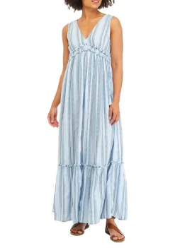 Best Sale ✨ TRUE CRAFT V-Neck Peasant Maxi 👗 Dress 😀 -True Craft Clothing Store Belk 587