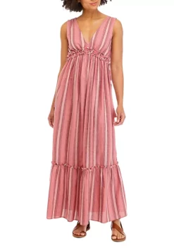 Best Sale ✨ TRUE CRAFT V-Neck Peasant Maxi 👗 Dress 😀 -True Craft Clothing Store Belk 588