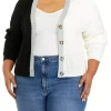 Buy 🌟 TRUE CRAFT Plus Size Long Sleeve Color Block Cardigan ⌛ -True Craft Clothing Store Belk 589