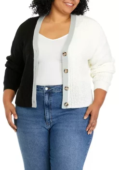 Buy 🌟 TRUE CRAFT Plus Size Long Sleeve Color Block Cardigan ⌛ -True Craft Clothing Store Belk 592