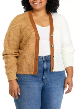 Buy 🌟 TRUE CRAFT Plus Size Long Sleeve Color Block Cardigan ⌛ -True Craft Clothing Store Belk 593
