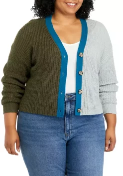 Buy 🌟 TRUE CRAFT Plus Size Long Sleeve Color Block Cardigan ⌛ -True Craft Clothing Store Belk 594