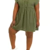 Deals 🌟 TRUE CRAFT Plus Size Short Sleeve Lace Up Front 👗 Dress ⌛ -True Craft Clothing Store Belk 618