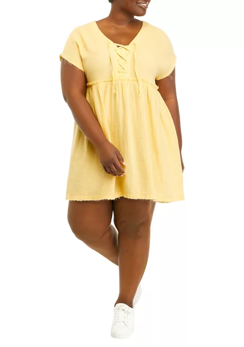 Deals 🌟 TRUE CRAFT Plus Size Short Sleeve Lace Up Front 👗 Dress ⌛ 6 Deals 🌟 TRUE CRAFT Plus Size Short Sleeve Lace Up Front 👗 Dress ⌛ - Image 4