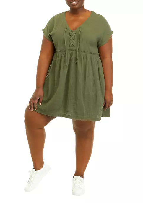 Deals 🌟 TRUE CRAFT Plus Size Short Sleeve Lace Up Front 👗 Dress ⌛ 7 Deals 🌟 TRUE CRAFT Plus Size Short Sleeve Lace Up Front 👗 Dress ⌛ - Image 5