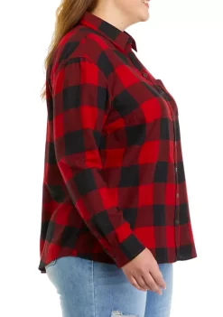 Best Sale ⌛ TRUE CRAFT Plus Size Woven Button Down Top 👏 -True Craft Clothing Store Belk 70