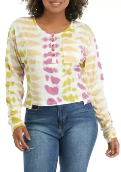 Deals 😀 TRUE CRAFT Long Sleeve Tie Dye Henley 👕 Shirt 🔔 -True Craft Clothing Store Belk 710