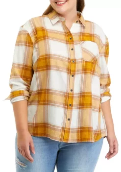 Best Sale ⌛ TRUE CRAFT Plus Size Woven Button Down Top 👏 -True Craft Clothing Store Belk 73