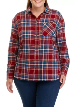 Best Sale ⌛ TRUE CRAFT Plus Size Woven Button Down Top 👏 -True Craft Clothing Store Belk 74