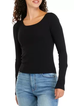 Promo 🔥 TRUE CRAFT Juniors' Long Sleeve Ribbed Scoop Neck T-Shirt 😀