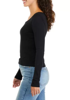 Promo 🔥 TRUE CRAFT Juniors' Long Sleeve Ribbed Scoop Neck T-Shirt 😀 -True Craft Clothing Store Belk 777