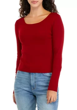 Promo 🔥 TRUE CRAFT Juniors' Long Sleeve Ribbed Scoop Neck T-Shirt 😀 -True Craft Clothing Store Belk 778