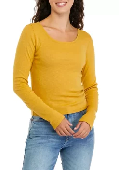 Promo 🔥 TRUE CRAFT Juniors' Long Sleeve Ribbed Scoop Neck T-Shirt 😀 -True Craft Clothing Store Belk 779