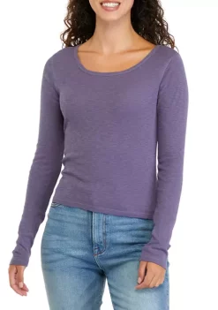 Promo 🔥 TRUE CRAFT Juniors' Long Sleeve Ribbed Scoop Neck T-Shirt 😀 -True Craft Clothing Store Belk 780