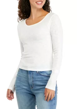 Promo 🔥 TRUE CRAFT Juniors' Long Sleeve Ribbed Scoop Neck T-Shirt 😀 -True Craft Clothing Store Belk 781