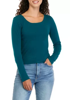 Promo 🔥 TRUE CRAFT Juniors' Long Sleeve Ribbed Scoop Neck T-Shirt 😀 -True Craft Clothing Store Belk 783