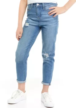 Flash Sale 😍 TRUE CRAFT 👧 Girls 7-16 High Rise Distressed Mom 👖 Jeans 😀 -True Craft Clothing Store Belk 829