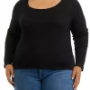 Deals 👏 TRUE CRAFT Plus Size Long Sleeve Rib Crew T-Shirt 👏