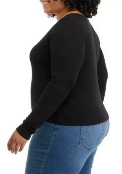 Deals 👏 TRUE CRAFT Plus Size Long Sleeve Rib Crew T-Shirt 👏 -True Craft Clothing Store Belk 847
