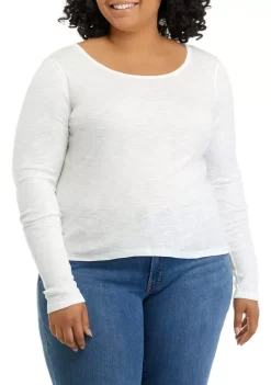 Deals 👏 TRUE CRAFT Plus Size Long Sleeve Rib Crew T-Shirt 👏 -True Craft Clothing Store Belk 850
