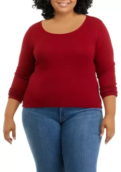 Deals 👏 TRUE CRAFT Plus Size Long Sleeve Rib Crew T-Shirt 👏 -True Craft Clothing Store Belk 852